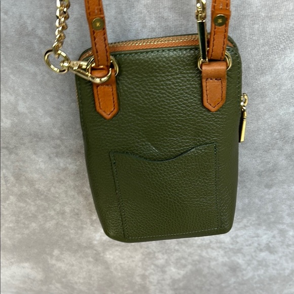 Valentina NWOT Olive Green Leather Crossbody Shoulder bag phone case purse - Picture 5 of 7